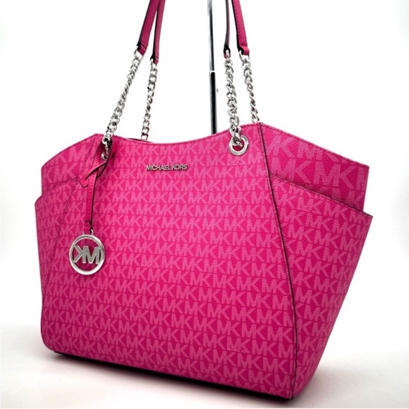 Michael Kors Large Jet Set Travel Chain Shoulder Bag Dragonfruit